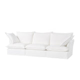 Pearl White Birch Wood Sofa — Modern Minimalist Pillow-Style Settee Bench for 2–3 Seats, Living Room Accent