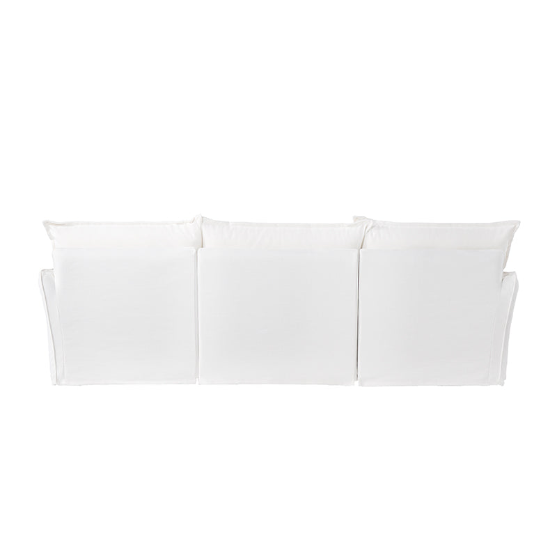 Pearl White Birch Wood Sofa — Modern Minimalist Pillow-Style Settee Bench for 2–3 Seats, Living Room Accent