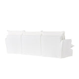 Pearl White Birch Wood Sofa — Modern Minimalist Pillow-Style Settee Bench for 2–3 Seats, Living Room Accent
