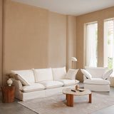 Pearl White Birch Wood Sofa — Modern Minimalist Pillow-Style Settee Bench for 2–3 Seats, Living Room Accent