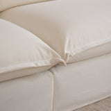 Pearl White Birch Wood Sofa — Modern Minimalist Pillow-Style Settee Bench for 2–3 Seats, Living Room Accent