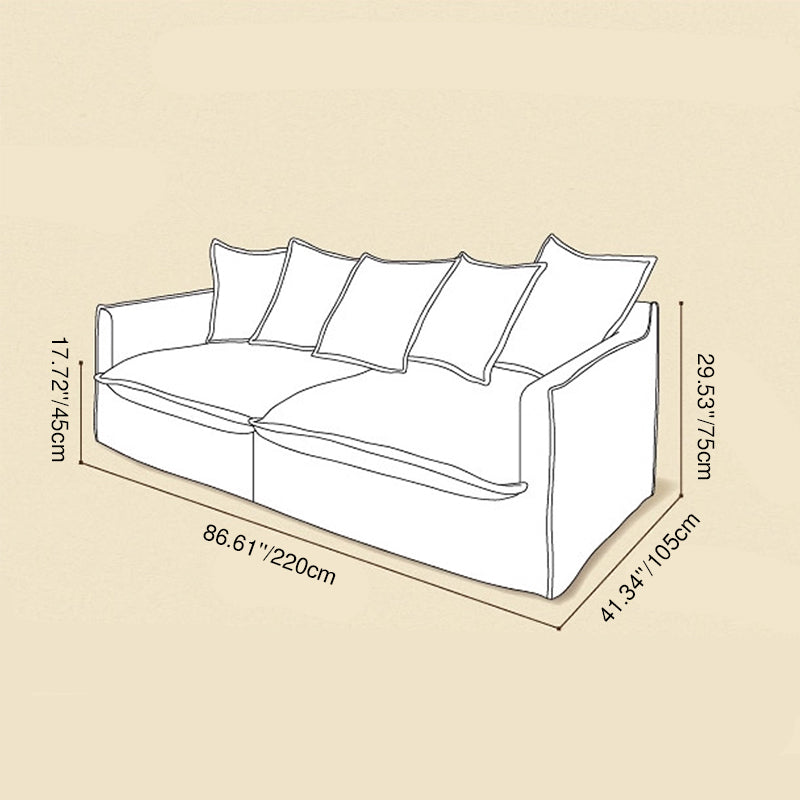 Moonlight White Linen Birch Wood Sofa — Elegant French-Style Soft-Touch Lounge Sofa, 3/4 Seater for Living Room