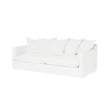 Moonlight White Linen Birch Wood Sofa — Elegant French-Style Soft-Touch Lounge Sofa, 3/4 Seater for Living Room