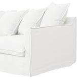 Moonlight White Linen Birch Wood Sofa — Elegant French-Style Soft-Touch Lounge Sofa, 3/4 Seater for Living Room