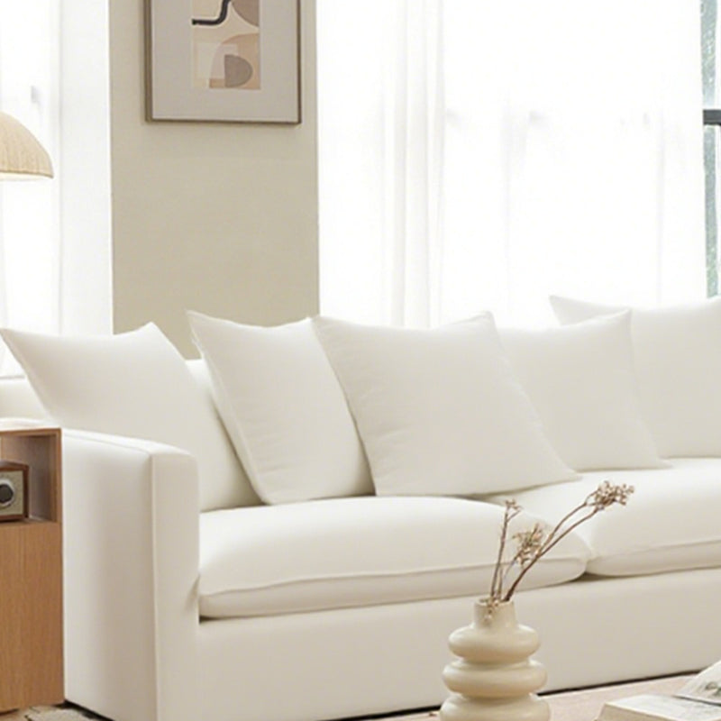 Moonlight White Linen Birch Wood Sofa — Elegant French-Style Soft-Touch Lounge Sofa, 3/4 Seater for Living Room