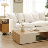 Moonlight White Linen Birch Wood Sofa — Elegant French-Style Soft-Touch Lounge Sofa, 3/4 Seater for Living Room