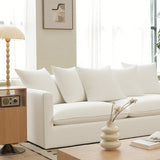 Moonlight White Linen Birch Wood Sofa — Elegant French-Style Soft-Touch Lounge Sofa, 3/4 Seater for Living Room