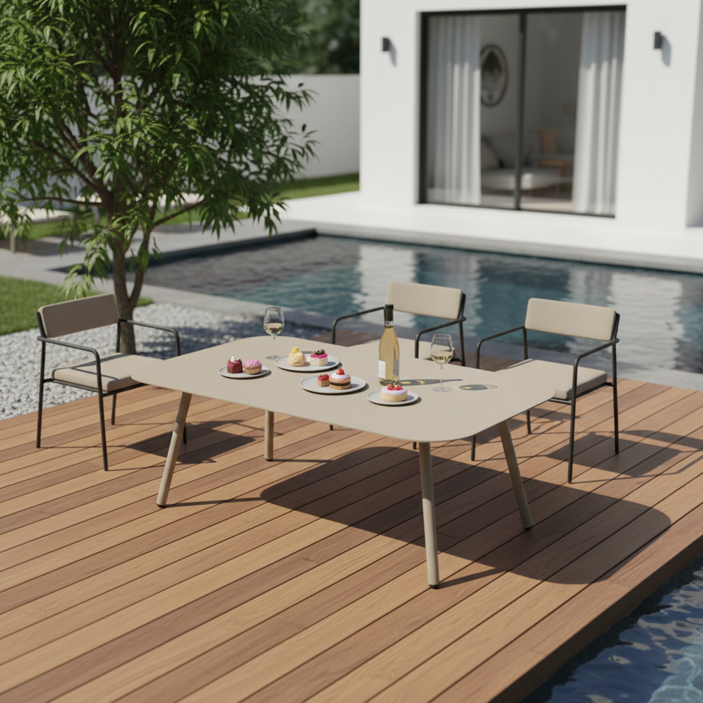 Sleek Modern Minimalist Rectangular Outdoor Table — Aluminum Coffee Table for Garden & Balcony