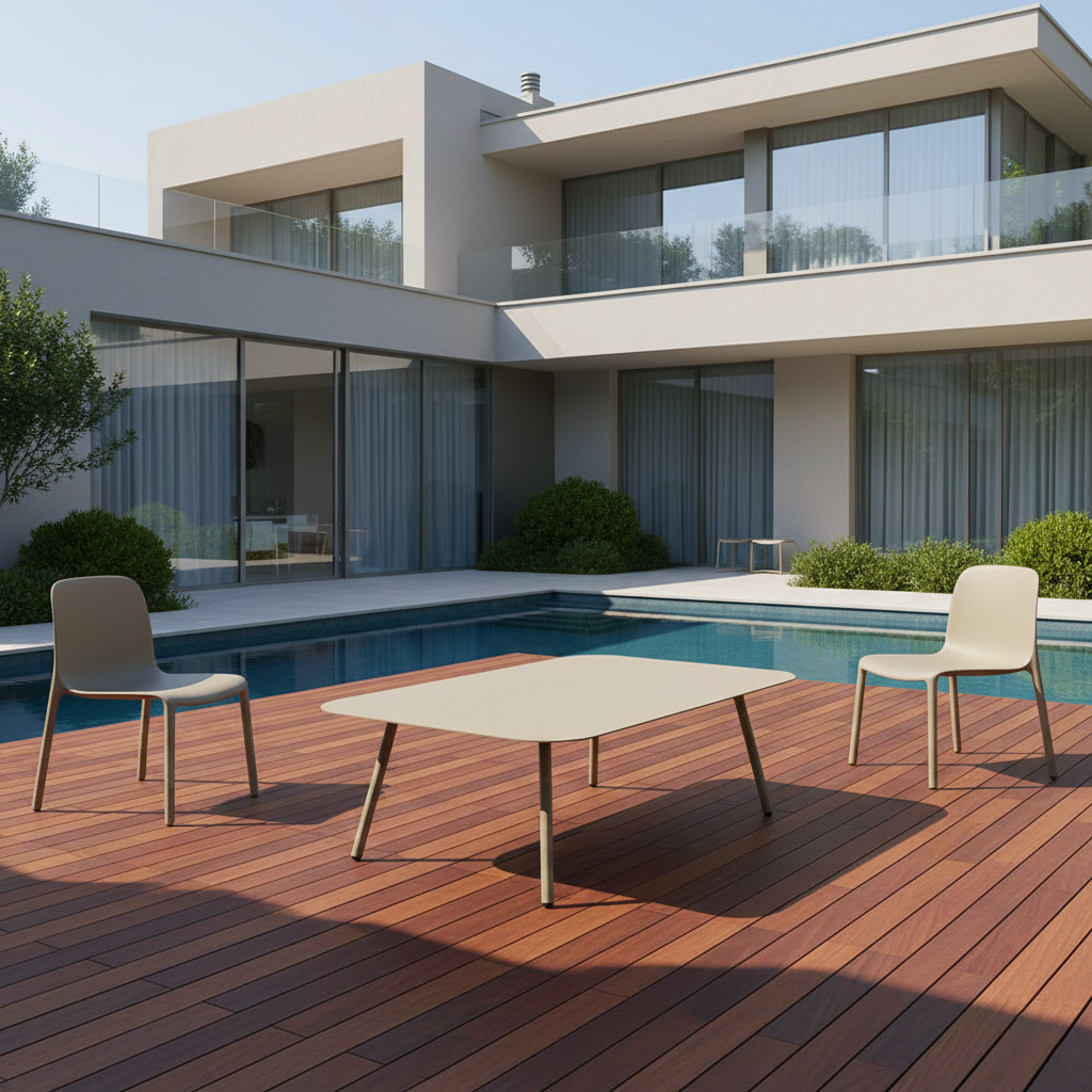 Sleek Modern Minimalist Rectangular Outdoor Table — Aluminum Coffee Table for Garden & Balcony