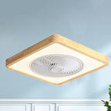Sleek Modern Wood-Geometric LED Ceiling Fan Light — Semi-Flush Mount