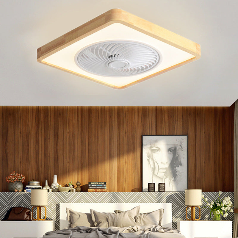 Sleek Modern Wood-Geometric LED Ceiling Fan Light — Semi-Flush Mount