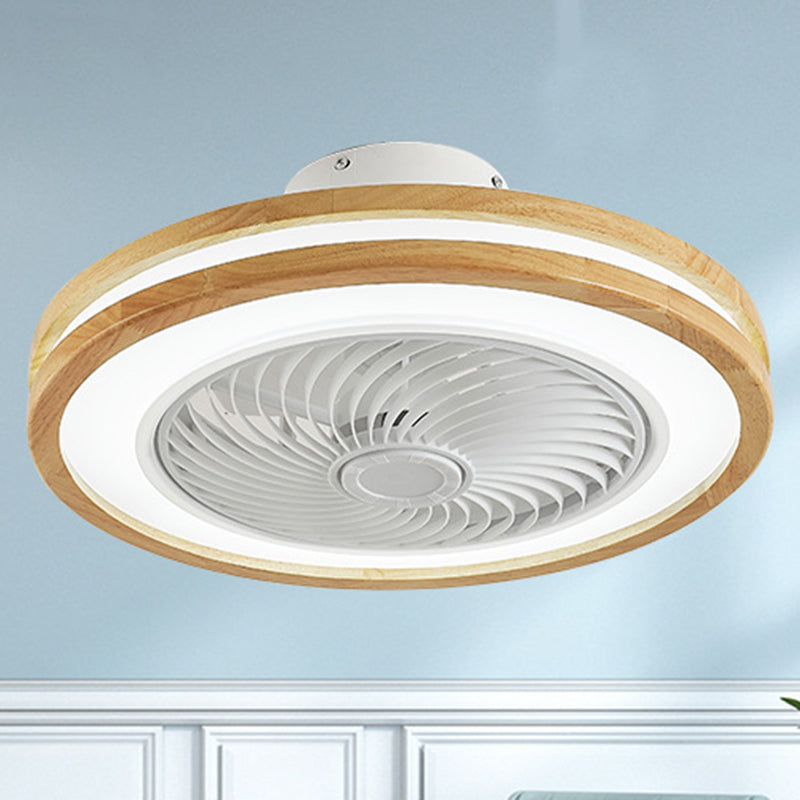 Sleek Modern Wood-Geometric LED Ceiling Fan Light — Semi-Flush Mount