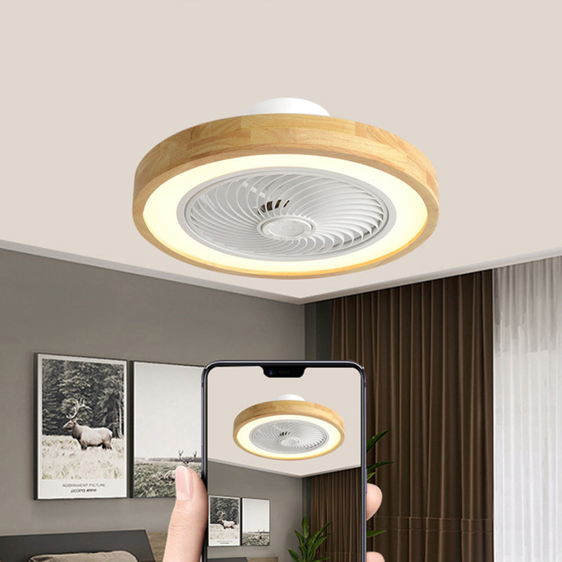 Sleek Modern Wood-Geometric LED Ceiling Fan Light — Semi-Flush Mount