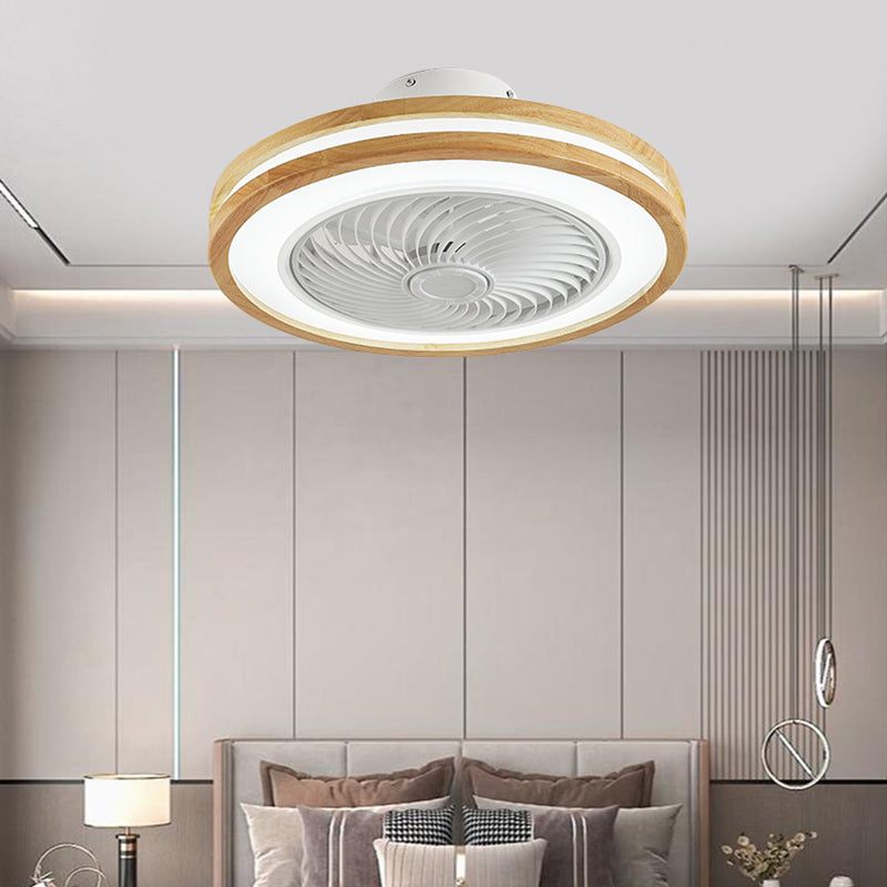 Sleek Modern Wood-Geometric LED Ceiling Fan Light — Semi-Flush Mount