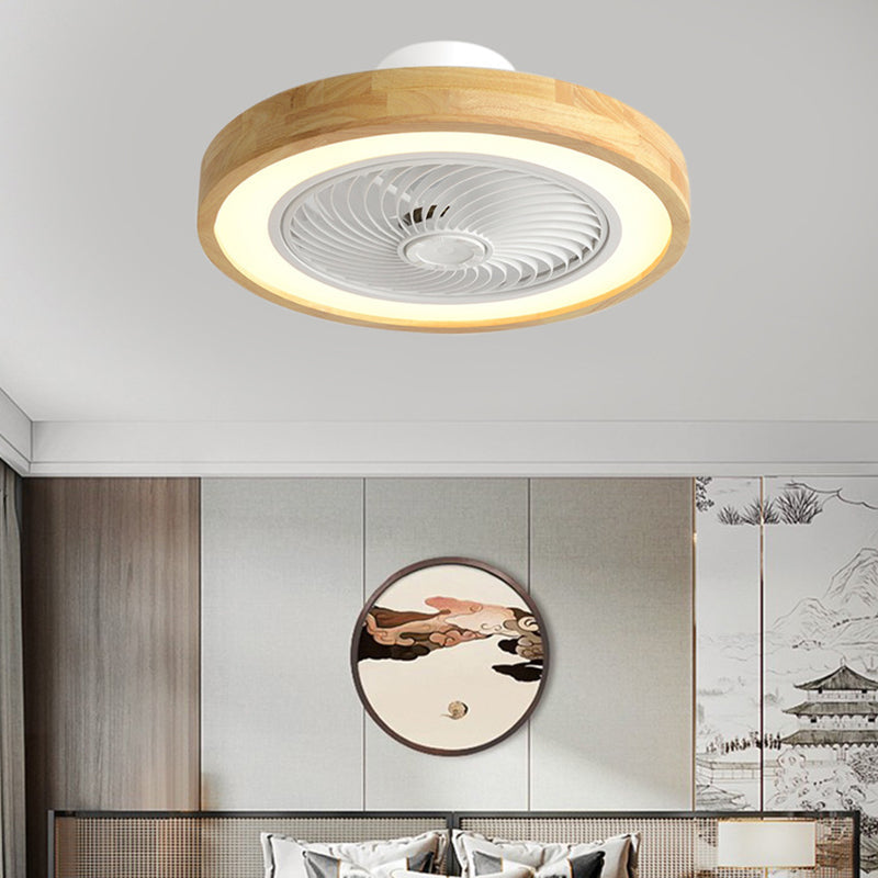 Sleek Modern Wood-Geometric LED Ceiling Fan Light — Semi-Flush Mount