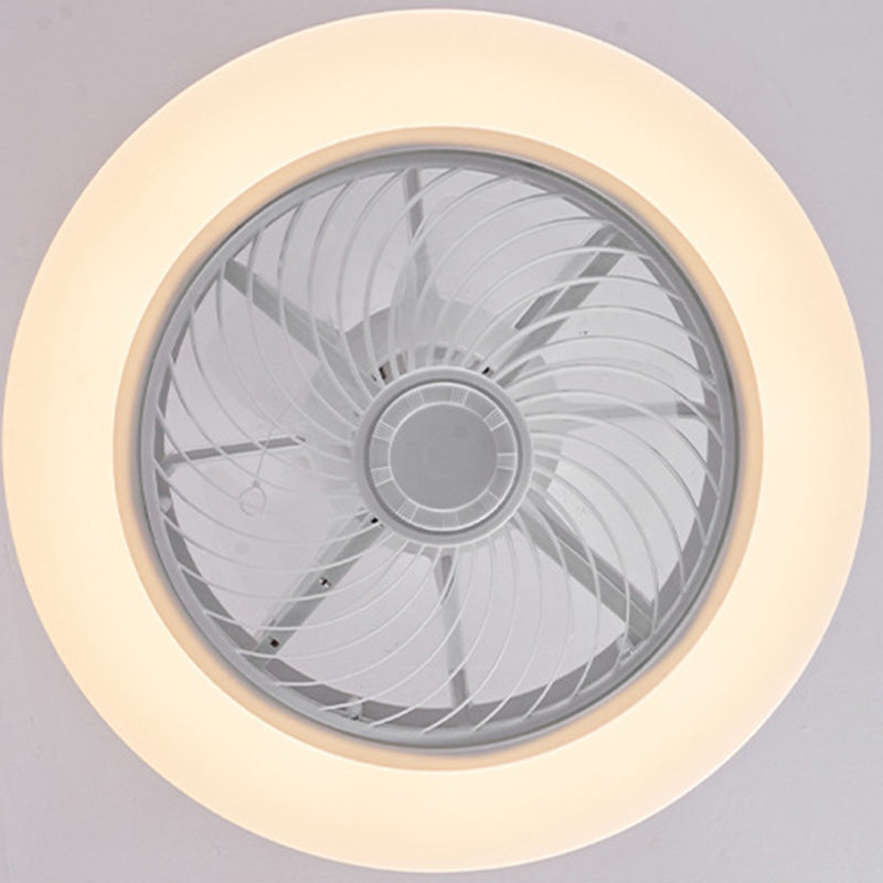Sleek Modern Wood-Geometric LED Ceiling Fan Light — Semi-Flush Mount