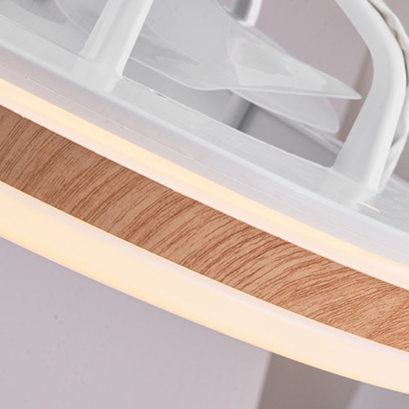 Sleek Modern Wood-Geometric LED Ceiling Fan Light — Semi-Flush Mount