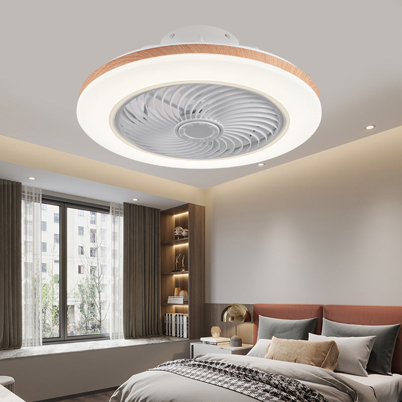 Sleek Modern Wood-Geometric LED Ceiling Fan Light — Semi-Flush Mount