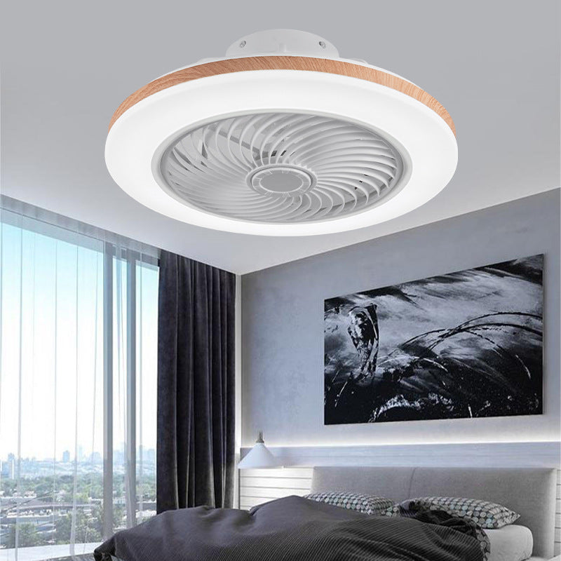 Sleek Modern Wood-Geometric LED Ceiling Fan Light — Semi-Flush Mount
