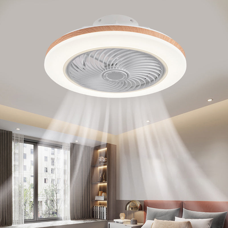 Sleek Modern Wood-Geometric LED Ceiling Fan Light — Semi-Flush Mount