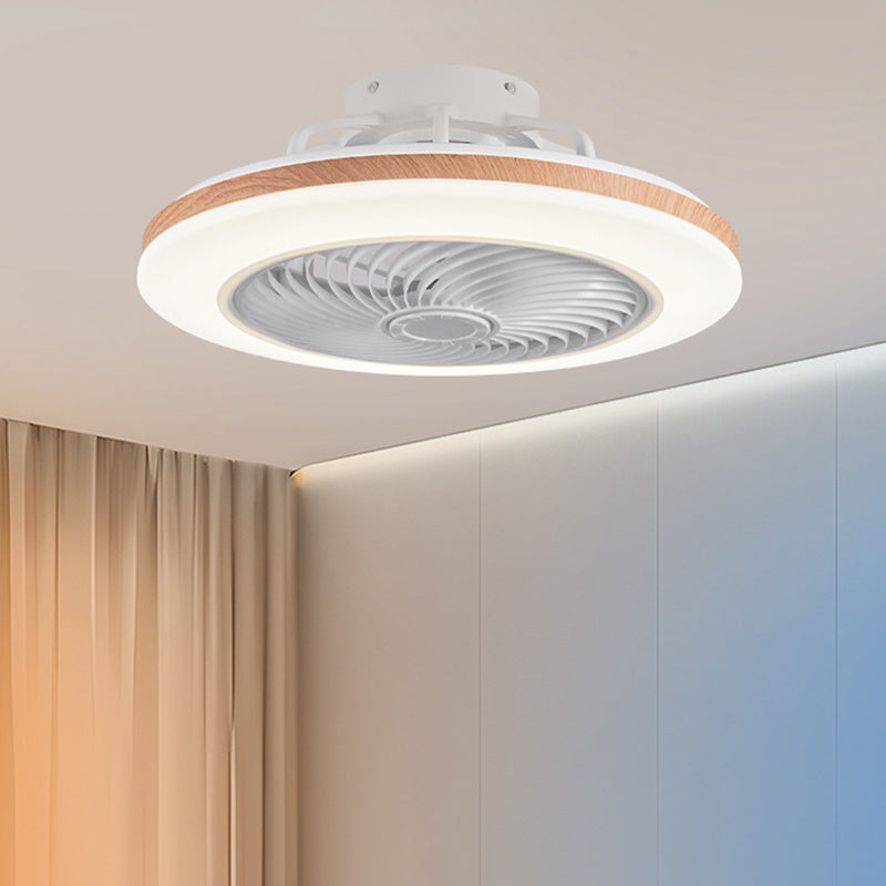 Sleek Modern Wood-Geometric LED Ceiling Fan Light — Semi-Flush Mount