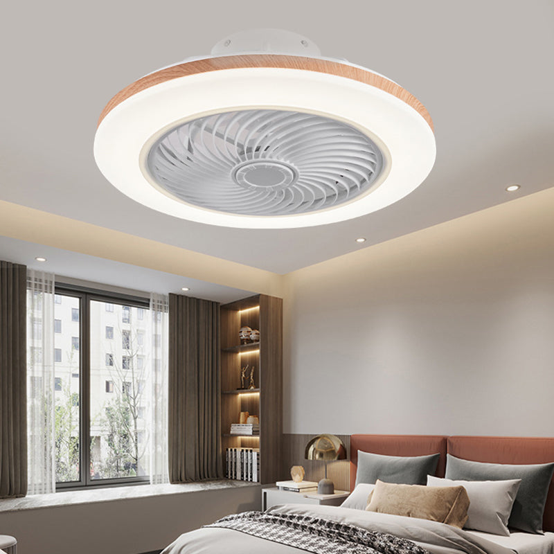 Sleek Modern Wood-Geometric LED Ceiling Fan Light — Semi-Flush Mount