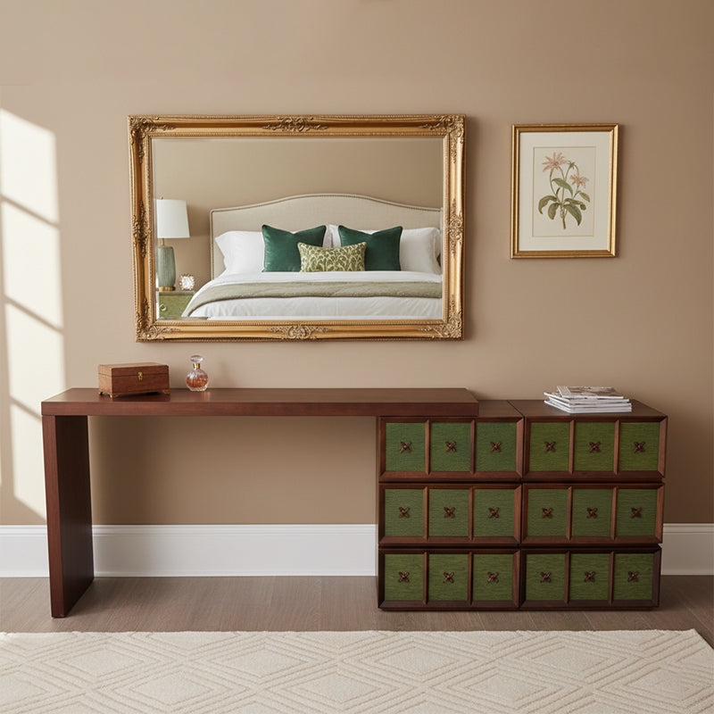 Mid-Century Makeup Vanity with Wide Countertop — Eco-Friendly Materials for a Stylish Bedroom