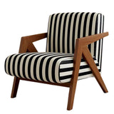 Traditional French-Style Rectangular Accent Chair in Cotton-Linen Fabric with Solid Wood Frame, Backrest and Armrests for Living Room
