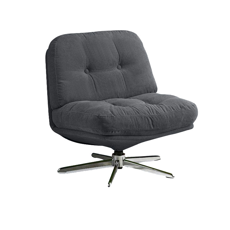 Modern Minimalist Rectangular Corduroy Accent Chair with Steel Frame and Backrest — Armless for Living Room