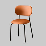 Contemporary Scandinavian Round Nappa Leather Carbon Steel Legs Stackable Dining Chair Backrest For Dining Room