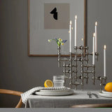 Sleek Metal Candle Holder with Modern Molecular Design