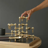 Sleek Metal Candle Holder with Modern Molecular Design