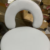 Contemporary Scandinavian Round Vanity Stool with Cushioned Seat, Electroplated Metal Frame, Armless Design for Bedroom