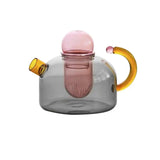 Heat-Resistant Glass Teapot Set with Bold Contrasting Colors