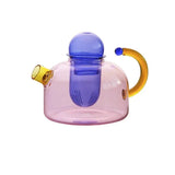 Heat-Resistant Glass Teapot Set with Bold Contrasting Colors