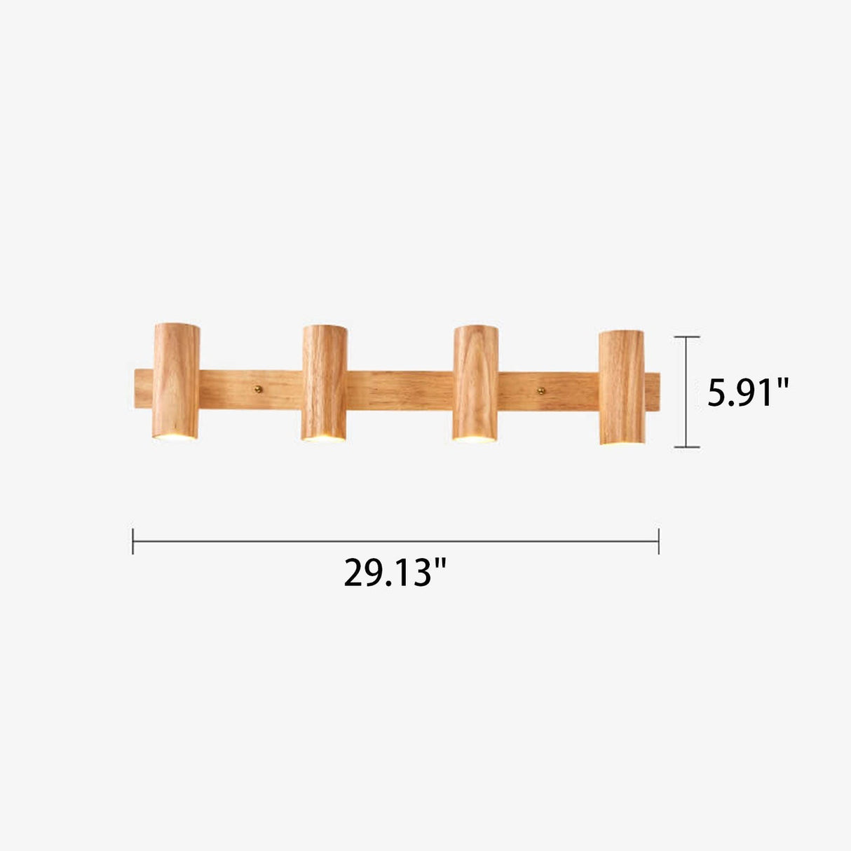 Modern Minimalist Wood Track Spotlight Wall Sconce - 1, 2, or 3 Light Heads