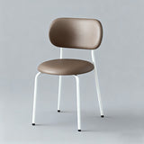 Contemporary Scandinavian Round Nappa Leather Carbon Steel Legs Stackable Dining Chair Backrest For Dining Room