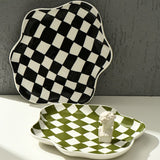 Nordic Ceramic Chequerboard Decorative Tray - Modern, Sleek Design
