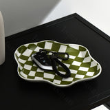 Nordic Ceramic Chequerboard Decorative Tray - Modern, Sleek Design