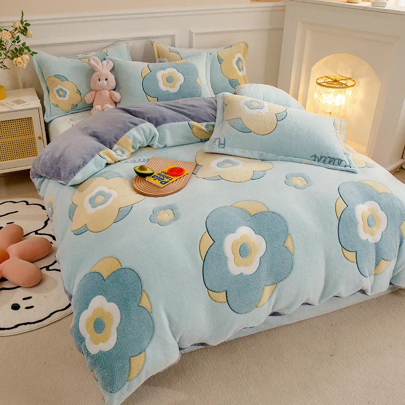 Cozy Thick Fleece Flannel Winter Duvet Cover Set — Ultra-Warm, Soft & Snug Bedding