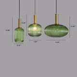 Chic Minimalist Striped Glass Lantern Pendant Light — 1 Light Fixture