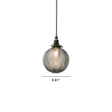 Retro Lotus-Textured Glass Globe Pendant Light, 1-Light
