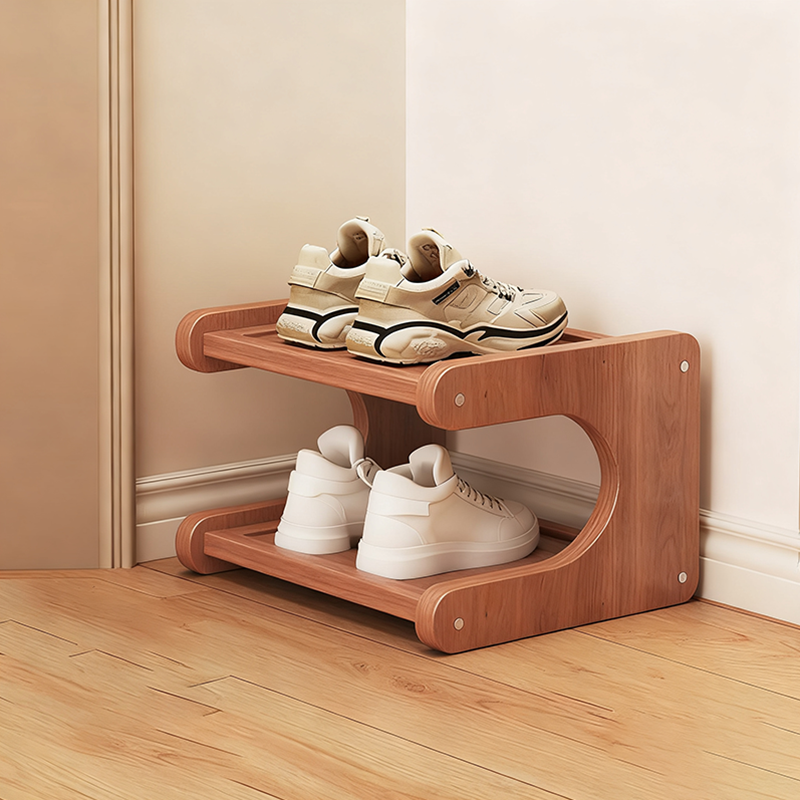 Modern Minimalist Rectangular Bamboo MDF Shoe Storage Rack - 2/3/4/5-Tier Organizer for Living Room