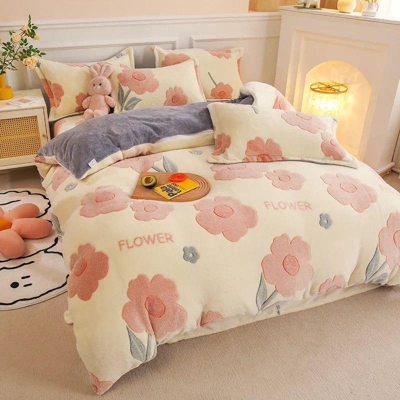 Cozy Thick Fleece Flannel Winter Duvet Cover Set — Ultra-Warm, Soft & Snug Bedding