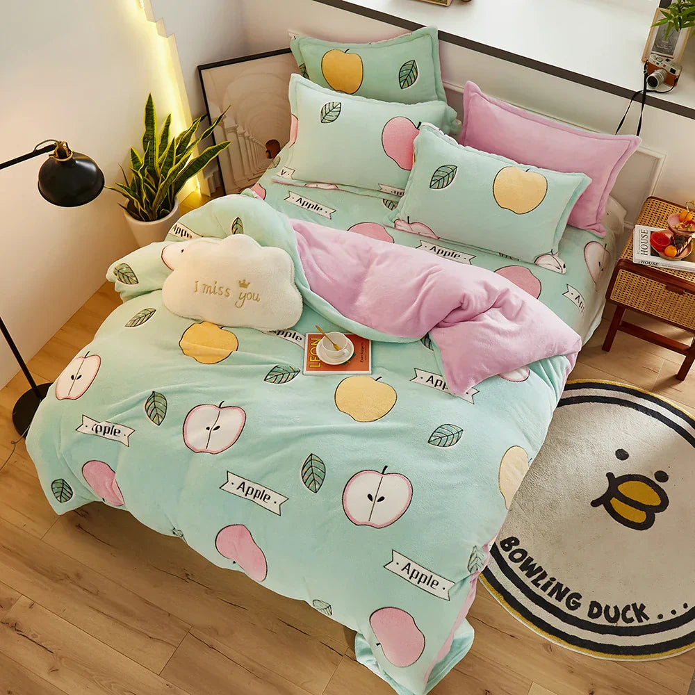 Cozy Thick Fleece Flannel Winter Duvet Cover Set — Ultra-Warm, Soft & Snug Bedding