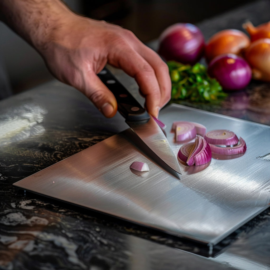 Premium Antibacterial Stainless Steel Cutting Board - Knife-Friendly & Hygienic